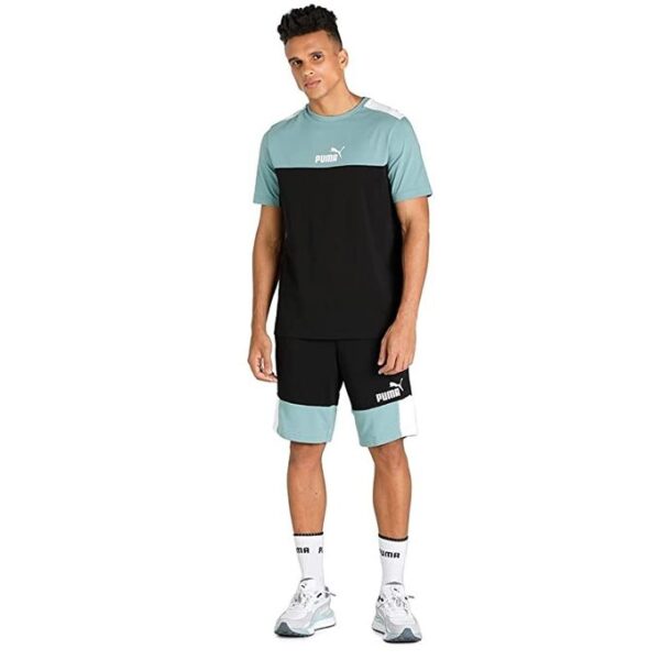 Puma Ensemble Homme ESS Bloc T-Shirt Avec Short Bermuda Casual Confort en Cotton-Noir