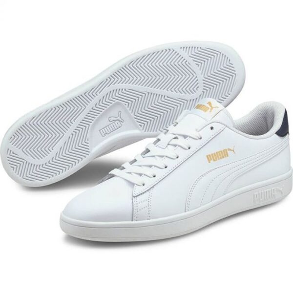 Puma Basket Homme - Smash V2 L Tendance Free Style En Cuir Eco - Blanc